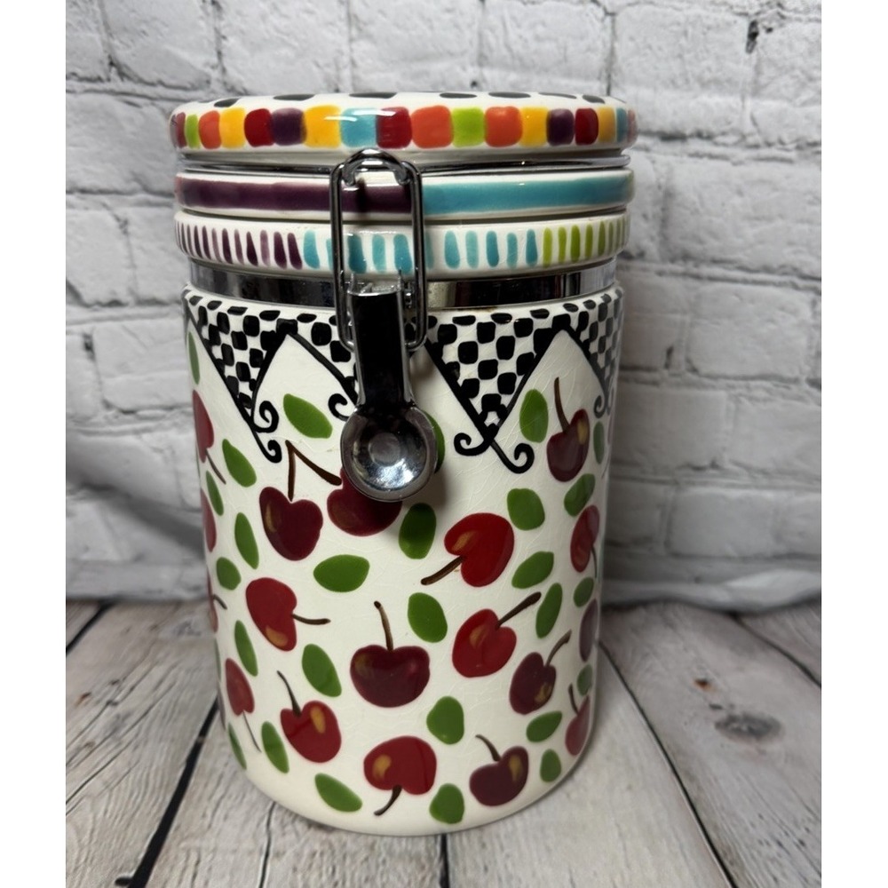 Walkerware Montana Hand painted Checkered Colorful Canister RARE Eclectic 8"